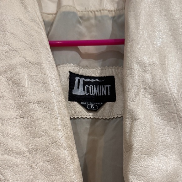 Comint Vintage Cream Genuine Leather Jacket Size S Made in Korea EUC - Picture 2 of 9